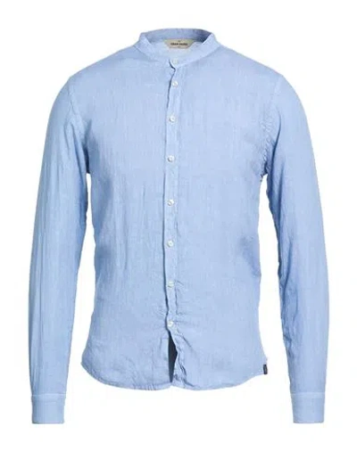 Gran Sasso Man Shirt Light Blue Size 48 Linen In Black