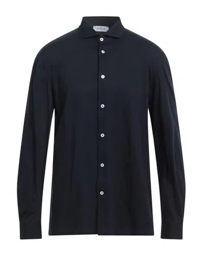 Gran Sasso Man Shirt Midnight Blue Size 16 ½ Cotton In Black