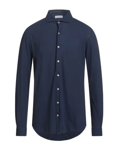 Gran Sasso Man Shirt Midnight Blue Size 40 Cotton