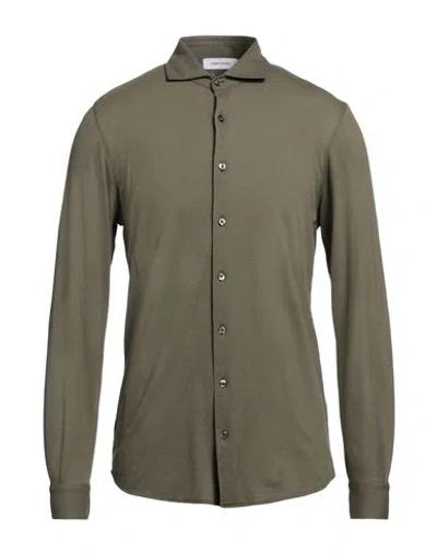 Gran Sasso Man Shirt Military Green Size 40 Cotton