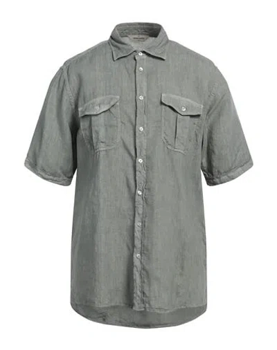 Gran Sasso Man Shirt Military Green Size 46 Linen