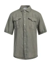 Gran Sasso Man Shirt Military Green Size 48 Linen