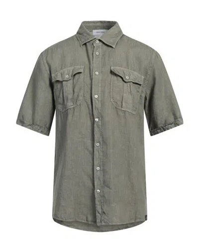 Gran Sasso Man Shirt Military Green Size 48 Linen