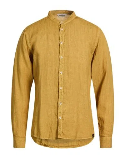 Gran Sasso Man Shirt Mustard Size 48 Linen In Yellow