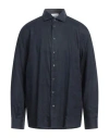 Gran Sasso Man Shirt Navy Blue Size 48 Linen