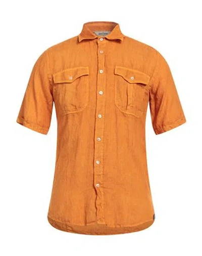 Gran Sasso Man Shirt Orange Size 36 Linen