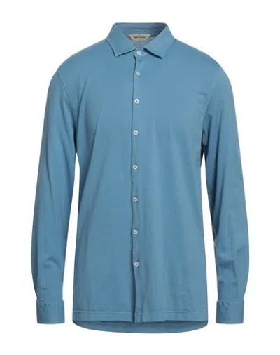 Gran Sasso Man Shirt Slate Blue Size 48 Cotton