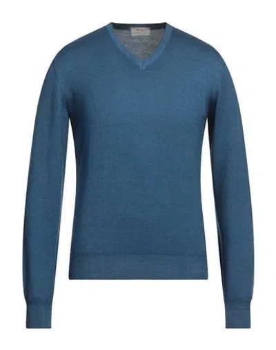 Gran Sasso Man Sweater Blue Size 38 Virgin Wool In Blue