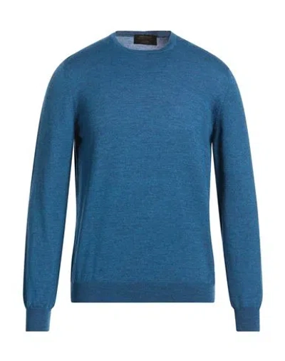 Gran Sasso Man Sweater Blue Size 40 Virgin Wool