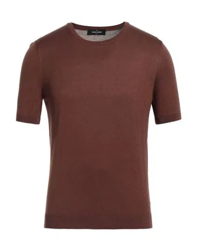 Gran Sasso Man Sweater Brown Size 42 Silk