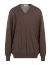 Gran Sasso Man Sweater Brown Size 50 Virgin Wool