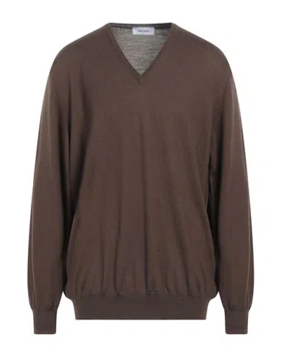Gran Sasso Man Sweater Brown Size 50 Virgin Wool In Brown