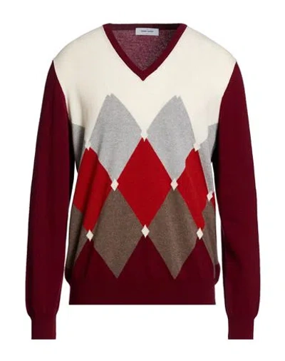 Gran Sasso Man Sweater Burgundy Size 44 Virgin Wool, Cashmere, Viscose In Red