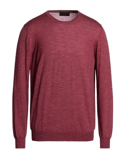 Gran Sasso Man Sweater Burgundy Size 46 Virgin Wool, Silk In Brown