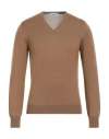 Gran Sasso Man Sweater Camel Size 36 Virgin Wool In Beige