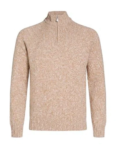 Gran Sasso Man Sweater Camel Size 40 Virgin Wool, Geelong Wool In Multi