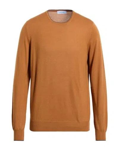 Gran Sasso Man Sweater Camel Size 48 Virgin Wool In Orange