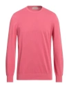 Gran Sasso Man Sweater Pastel Pink Size 44 Virgin Wool In Red