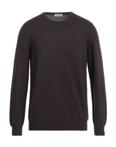 Gran Sasso Man Sweater Dark Brown Size 40 Virgin Wool, Cashmere, Viscose