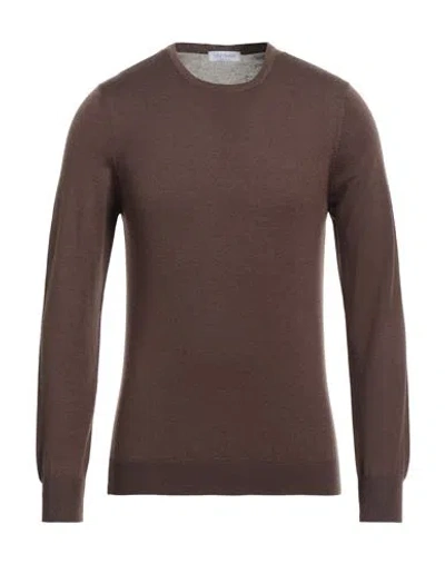 Gran Sasso Man Sweater Dark Brown Size 46 Virgin Wool In Brown