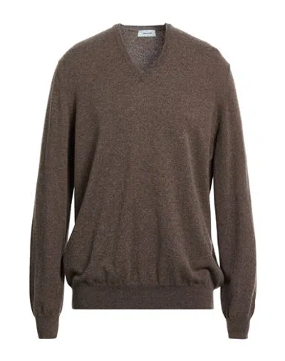 Gran Sasso Man Sweater Dark Brown Size 46 Virgin Wool, Cashmere, Viscose In Animal Print