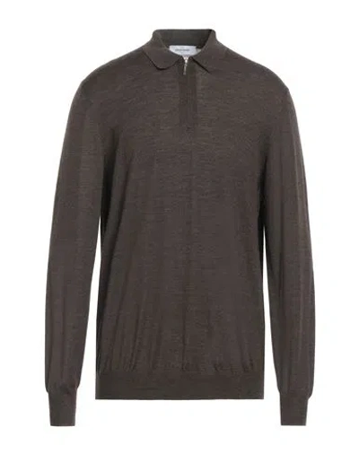 Gran Sasso Man Sweater Dark Brown Size 46 Virgin Wool, Silk