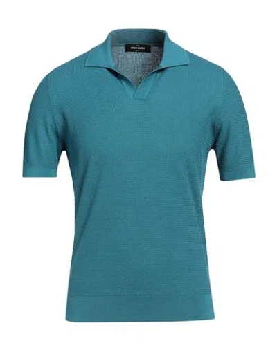 Gran Sasso Man Sweater Deep Teal Size 44 Silk, Cotton In Green