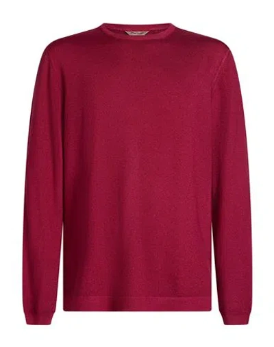 Gran Sasso Man Sweater Garnet Size 46 Virgin Wool In Red