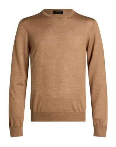 Gran Sasso Man Sweater Khaki Size 48 Virgin Wool, Silk In Sand