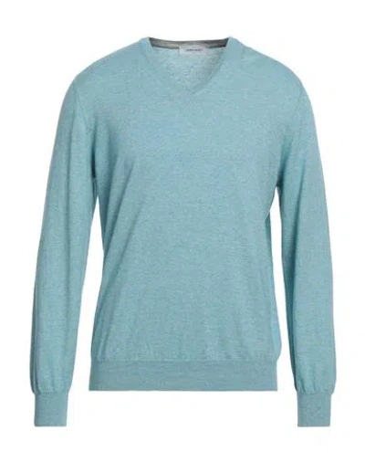 Gran Sasso Man Sweater Light Blue Size 42 Cotton, Cashmere