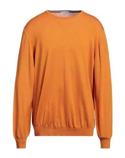 Gran Sasso Man Sweater Mandarin Size 48 Virgin Wool In Orange