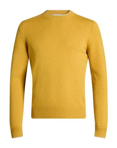Gran Sasso Man Sweater Marigold Size 48 Virgin Wool, Geelong Wool In Yellow