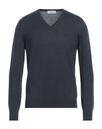 Gran Sasso Man Sweater Navy Blue Size 40 Virgin Wool In Navy Blue