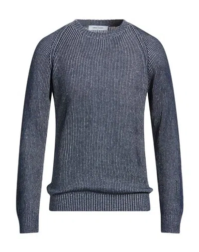 Gran Sasso Man Sweater Navy Size 46 Linen, Cotton In Blue