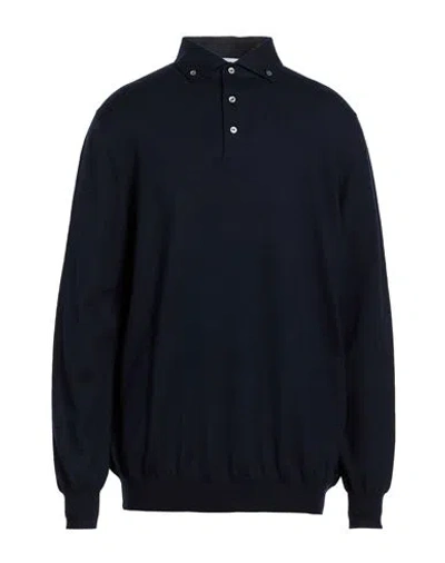 Gran Sasso Man Sweater Navy Size 50 Virgin Wool In Blue