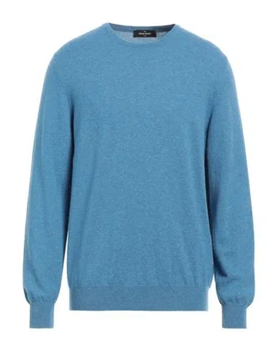 Gran Sasso Man Sweater Pastel Blue Size 44 Cashmere