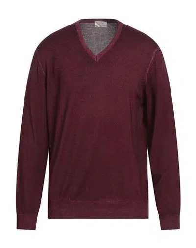Gran Sasso Man Sweater Plum Size 44 Virgin Wool In Burgundy