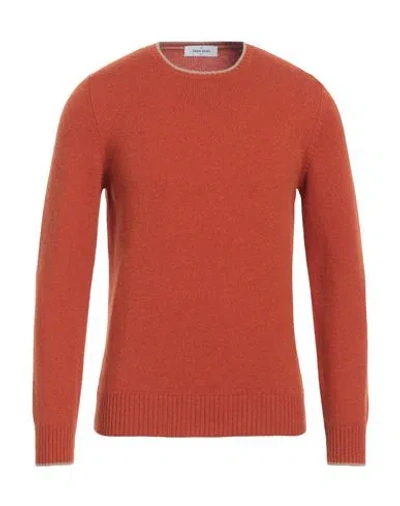 Gran Sasso Man Sweater Rust Size 38 Virgin Wool In Red