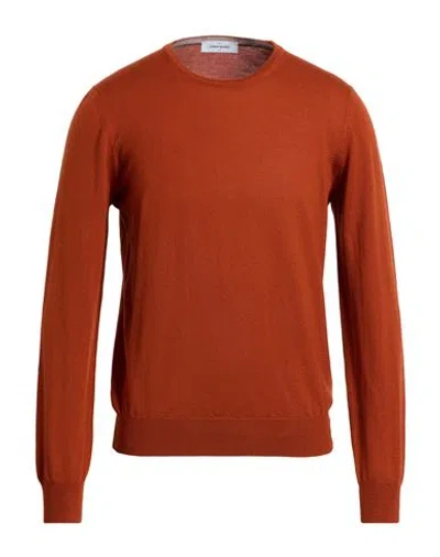 Gran Sasso Man Sweater Rust Size 42 Virgin Wool In Red