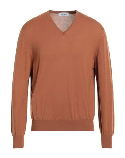 Gran Sasso Man Sweater Rust Size 44 Virgin Wool In Brown