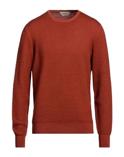 Gran Sasso Man Sweater Rust Size 44 Virgin Wool In Red
