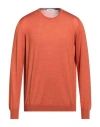 Gran Sasso Man Sweater Rust Size 44 Wool, Silk In Orange