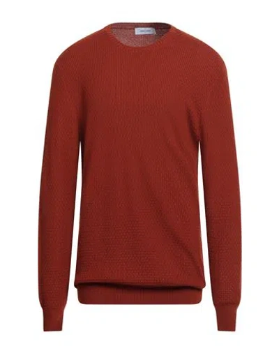 Gran Sasso Man Sweater Rust Size 48 Virgin Wool In Red