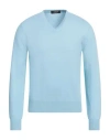 Gran Sasso Man Sweater Sky Blue Size 38 Cashmere In Blue