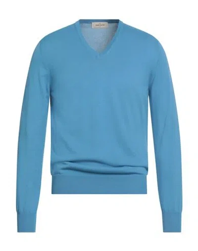 Gran Sasso Man Sweater Sky Blue Size 38 Cotton
