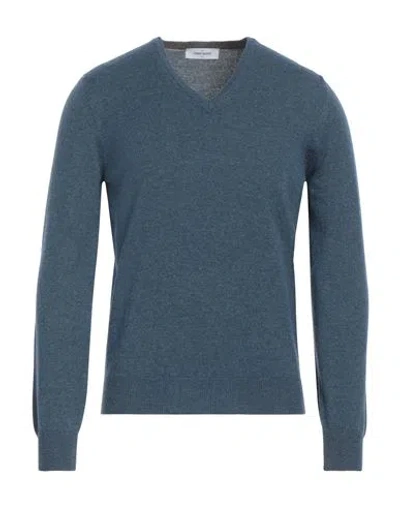 Gran Sasso Man Sweater Slate Blue Size 46 Virgin Wool, Cashmere, Viscose, Polyester, Polyurethane