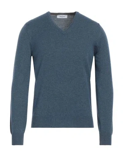 Gran Sasso Man Sweater Slate Blue Size 46 Virgin Wool, Cashmere, Viscose, Polyester, Polyurethane In Blue