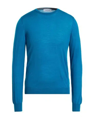 Gran Sasso Man Sweater Turquoise Size 36 Virgin Wool In Blue