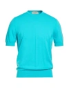 Gran Sasso Man Sweater Turquoise Size 40 Cotton In Blue