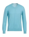 Gran Sasso Man Sweater Turquoise Size 42 Virgin Wool In Blue